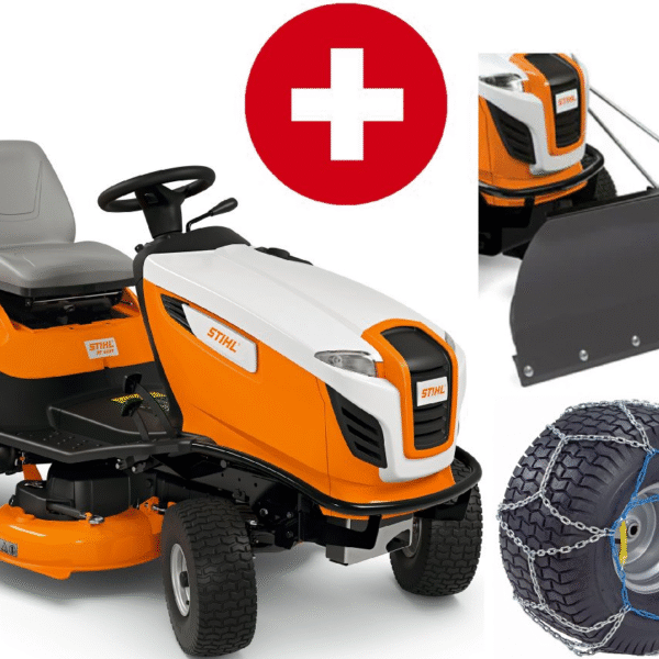 Tracteur de pelouse STIHL RT 5097 pack hiver avec lame à neige et chaînes à neige – modèle 2025-Neuf